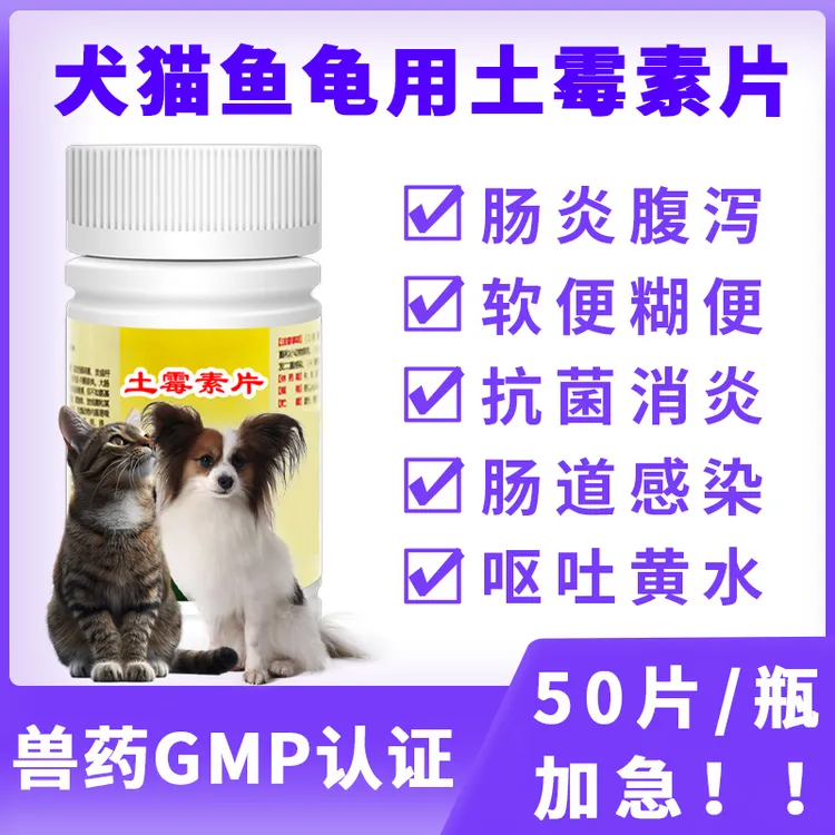 猫咪狗狗拉肚子胃肠炎拉稀腹泻软便土霉素片宠物口服止泻呕吐消炎