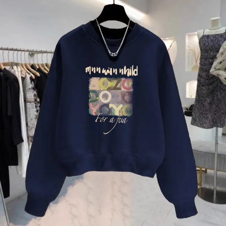 华棉卫衣女加绒加厚春秋新款女士显瘦百搭短款休闲宽松薄款上衣女