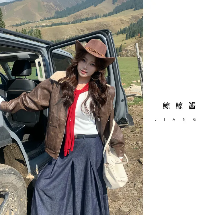 ZOZ鲸鲸酱 【北欧环游】毛领外套女2025秋季新款宽松时尚百搭外套