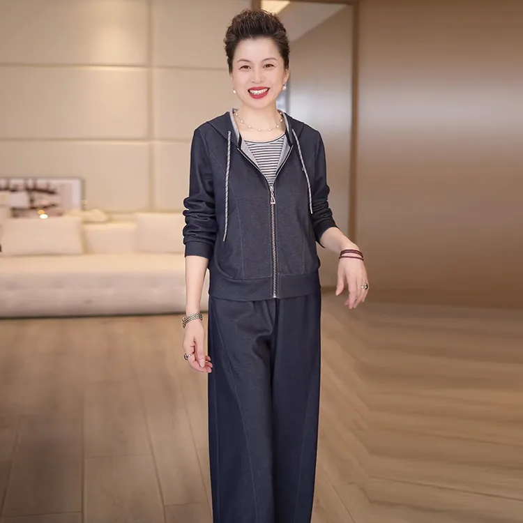2025新款妈妈秋装运动服套装中年女早秋季上衣洋气卫衣休闲两件套