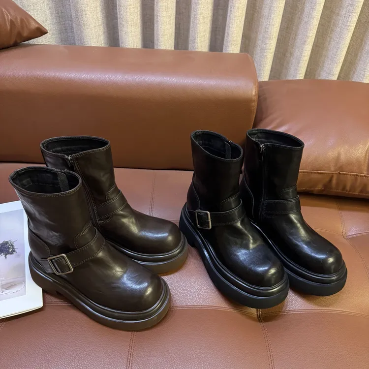 10cm厚底短靴女款爆款2025新款百搭瘦瘦靴小个子马丁靴明星同款鞋