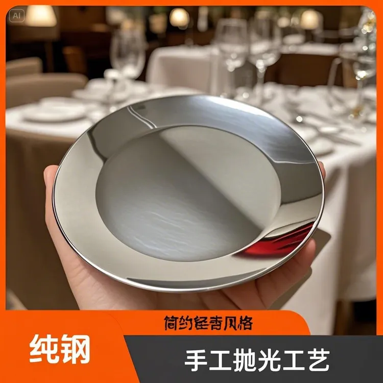 KIEMPEROR传承系列-纯18-10不锈钢蘸料碟家用调料碟味碟直径12CM