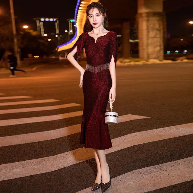 喜婆婆婚宴装晚礼服女2025新款高贵气质妈妈装婚礼气质宴会鱼尾裙