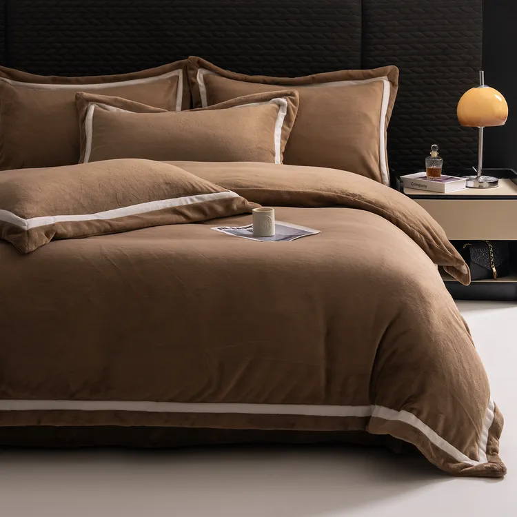 高端加厚牛奶绒四件套冬季保暖双面加绒珊瑚绒床单被套床上用品4