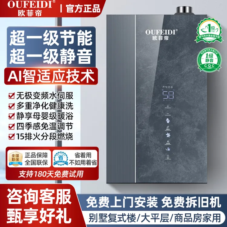 室内厨房专用燃气热水器16升天然气智能变频恒温一级节能一级静音