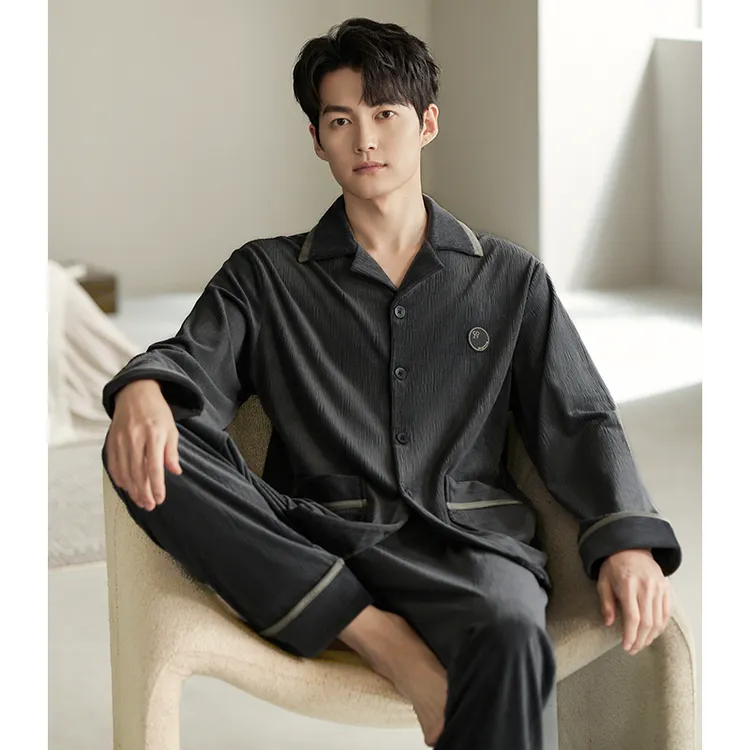 爆款2025年新款男士睡衣薄款牛奶绒珊瑚绒秋冬季海岛绒家居服套装