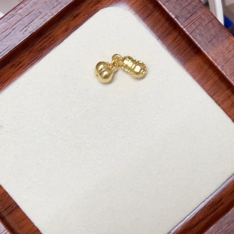 足金999好事发生连体小花生杮子滴溜小吊坠3D硬金