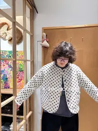 夏沐家夹棉点点百搭休闲外套89021