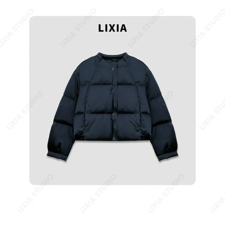 LIXIA【小冰岛】小众设计师风格保暖冬季圆领鸭绒服-A8551