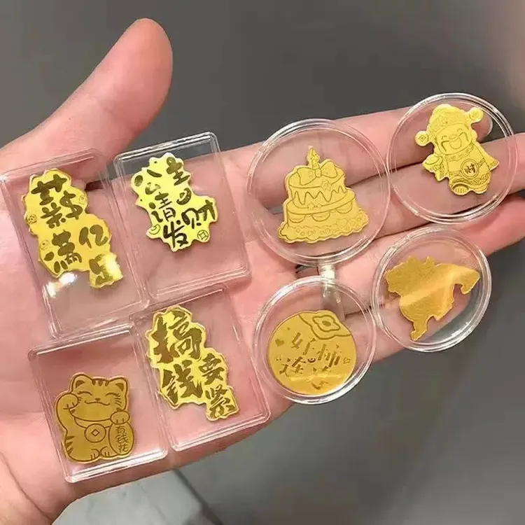 含金工艺品爆火新款含金手机贴纸招财猫有钱花公主请发财送礼小众