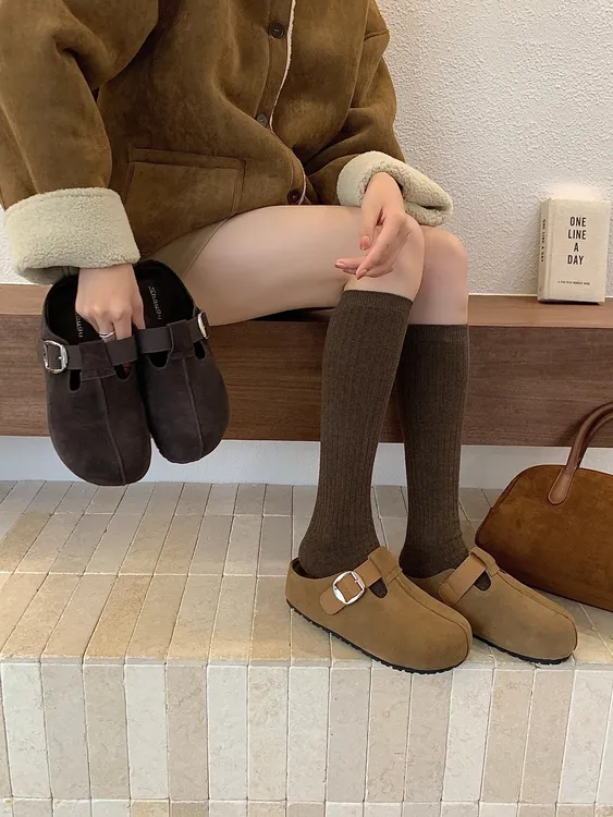 新款厚底时尚勃肯鞋软底休闲女款包头拖秋冬季保暖