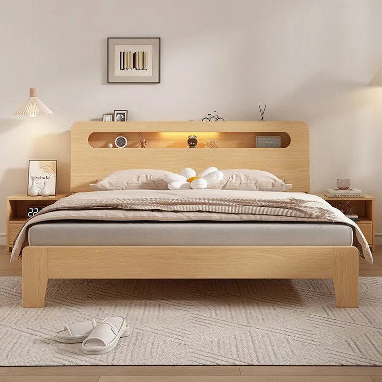 实木床1.5米双人床家用1.8米现代简约出租房经济型1.2单人床架包