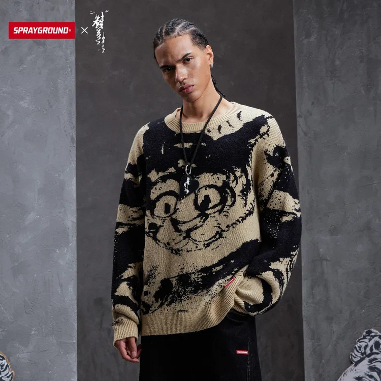 【虫师联名】SPRAYGROUND鲨鱼嘴针织毛衣宽松圆领潮流XB WE142802