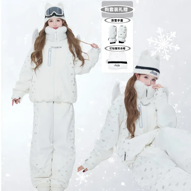 ANANIE新品【天使羽翼】3L全压胶防水保暖加绒防风单双板轻装滑雪服