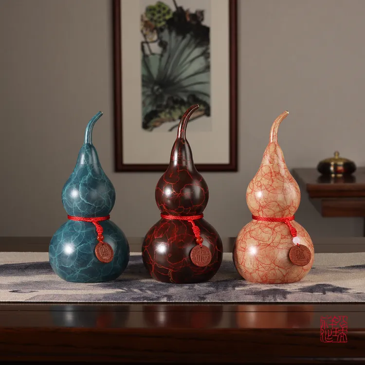 八瑞祥黄铜中式葫芦摆件客厅玄关电视柜装饰品公司办公室开业礼品