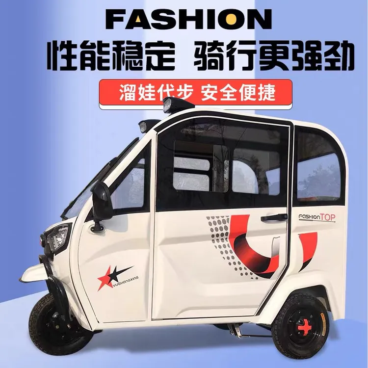全封闭电动三轮车家用成人代步女士接送孩子小型老头乐国标电瓶车