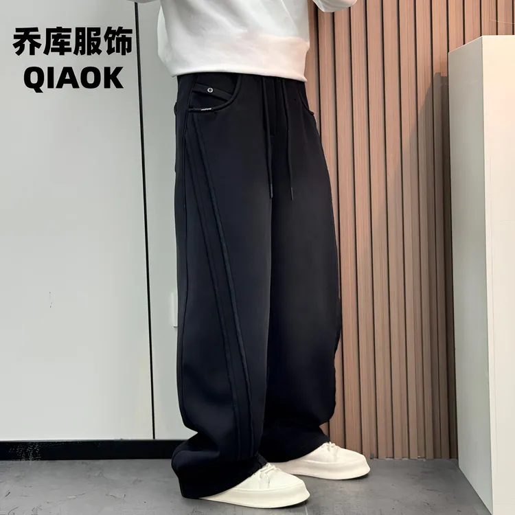 秋冬高品质潮流阔腿裤直筒裤男士保暖加绒加厚保暖休闲长裤卫裤男