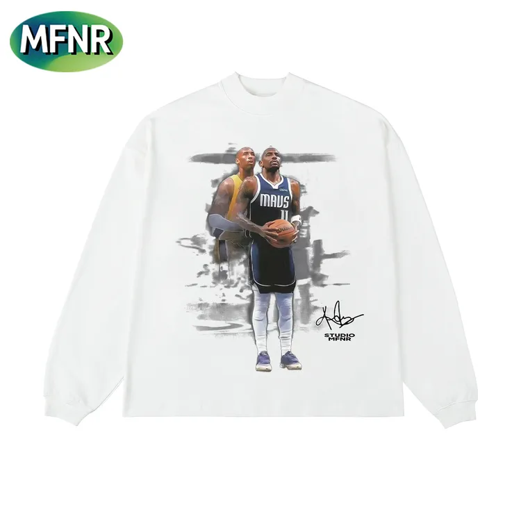 美式复古潮牌人物印花长袖t恤男秋冬宽松设计感小众重磅纯棉上衣