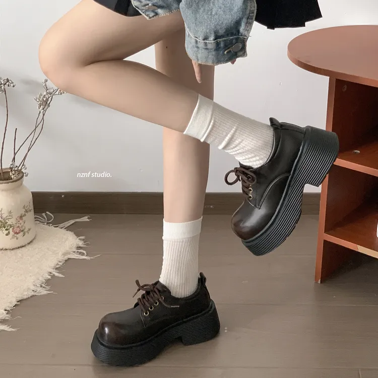 南在南方复古英伦风厚底jk小皮鞋女2025新款春秋配裙子小个子单鞋