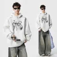 @MXD 重磅500g雾点字母连帽卫衣男秋冬美式潮牌宽松慵懒防风外套