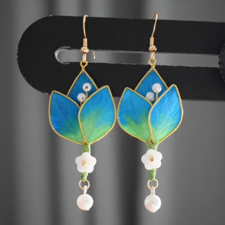 非金属布艺耳饰 耳环复古/宫廷古风超仙原创设计复古新中式女森系