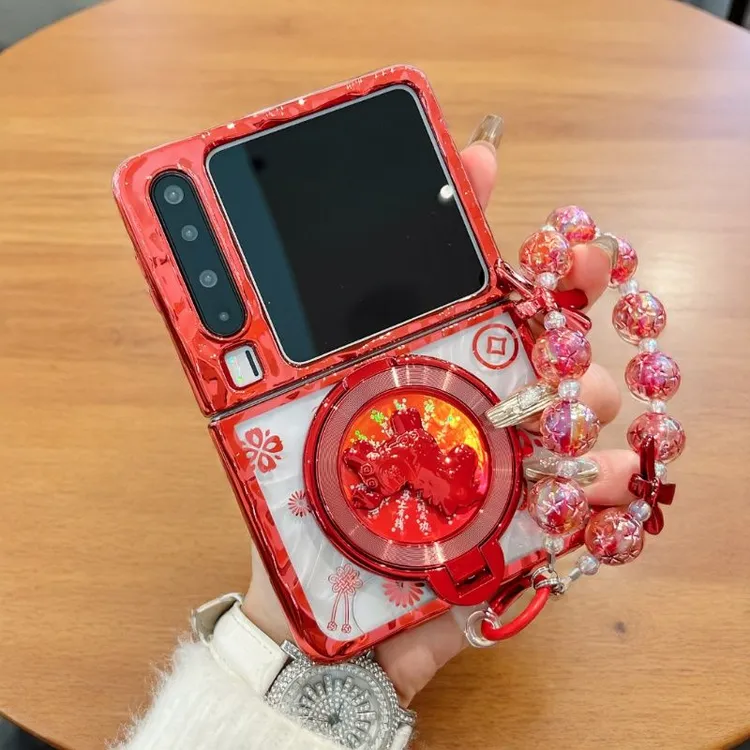 国潮花纹支架适用华为purax手机壳pocket2小米折叠荣耀女款保护套