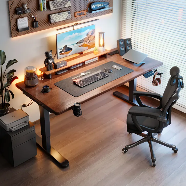 实木电动升降桌电脑桌卧室家用书桌电竞桌办公桌可升降桌子工作台