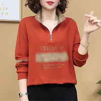 2025春季新款半拉链亮钻字母卫衣宽松显瘦时尚减龄休闲上衣N7540