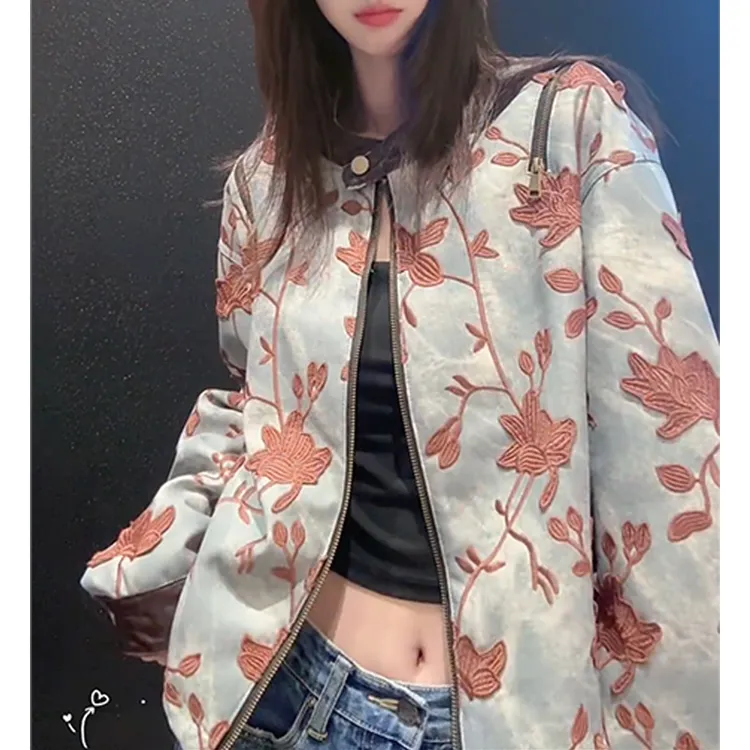新中式国风刺绣短款外套女2025春秋季新款小个子超好看的夹克上衣