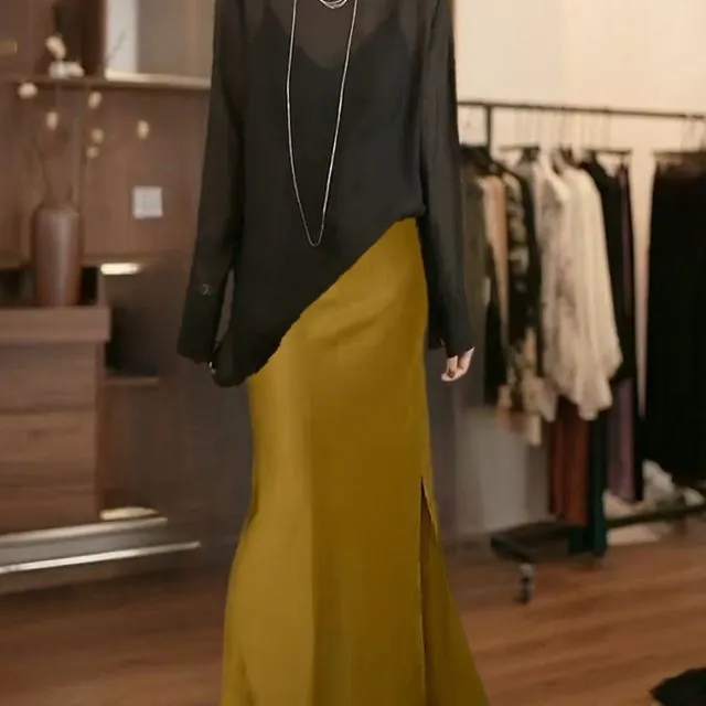 夏天搭配一整套时尚简约设计感防晒长袖上衣女高腰宽松显瘦半身裙