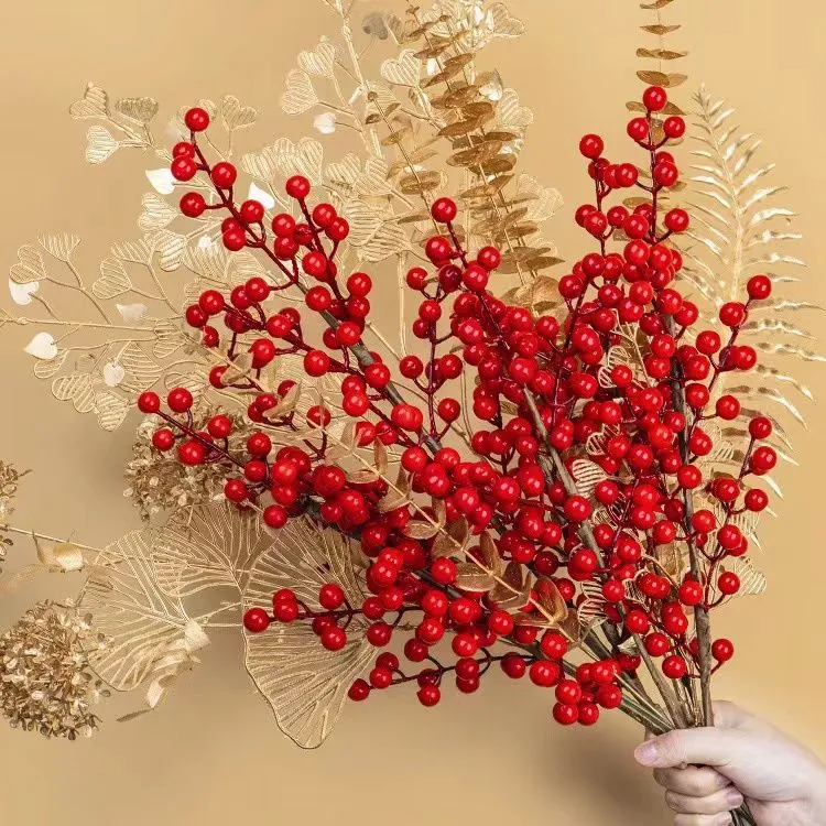 发财果红色假花客厅喜庆高级仿真花室内桌面装饰摆件