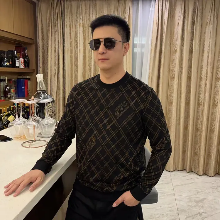 2025秋冬男士新款潮流卫衣提花轻奢欧货时尚休闲圆领9280