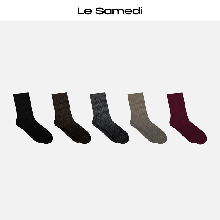 Le Samedi马油叶儿【毛星引力】牦牛绒立体坑条舒适保暖中筒袜