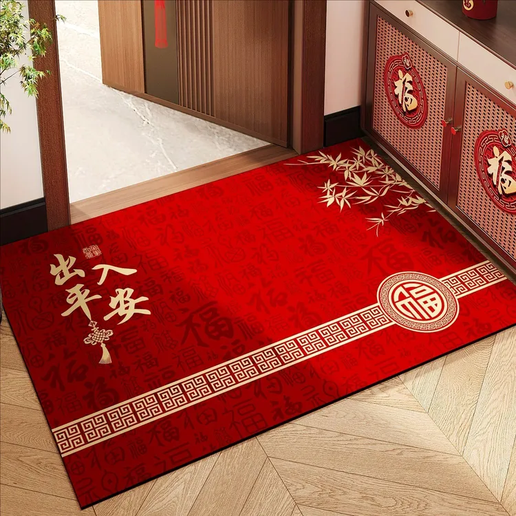 出入平安水晶绒地垫入户门垫进门口2025新防滑脚垫喜庆红色地毯JY