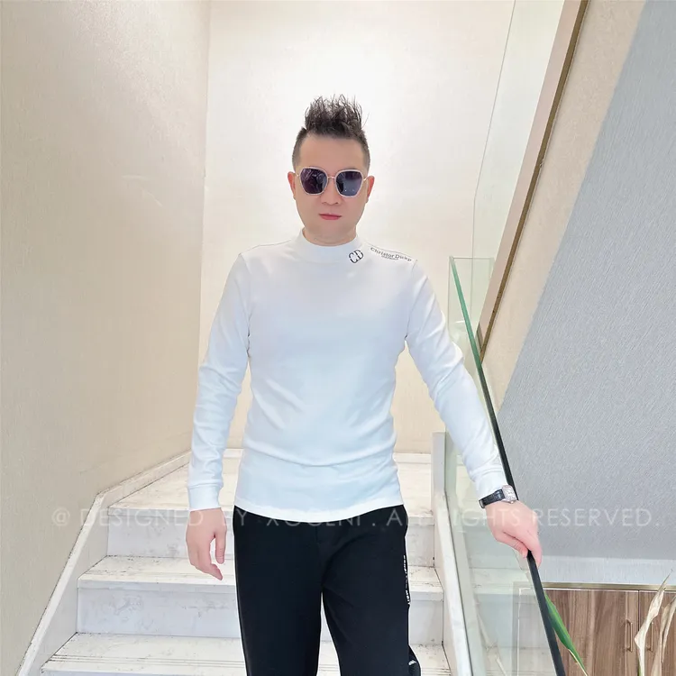 冬季款ZZD左侧CD＋两排字母男士品质高端轻奢洋气时尚潮牌长袖t恤