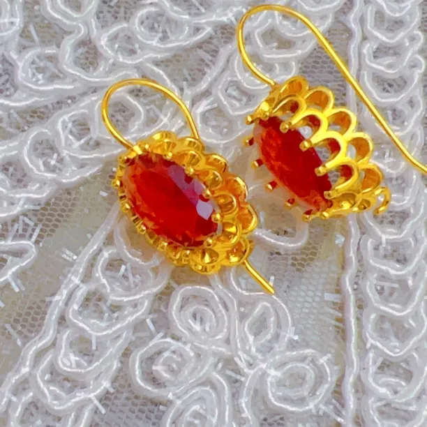 铜合金亚克力耳饰 金色民族风女耳环首饰手工小众珠宝时尚