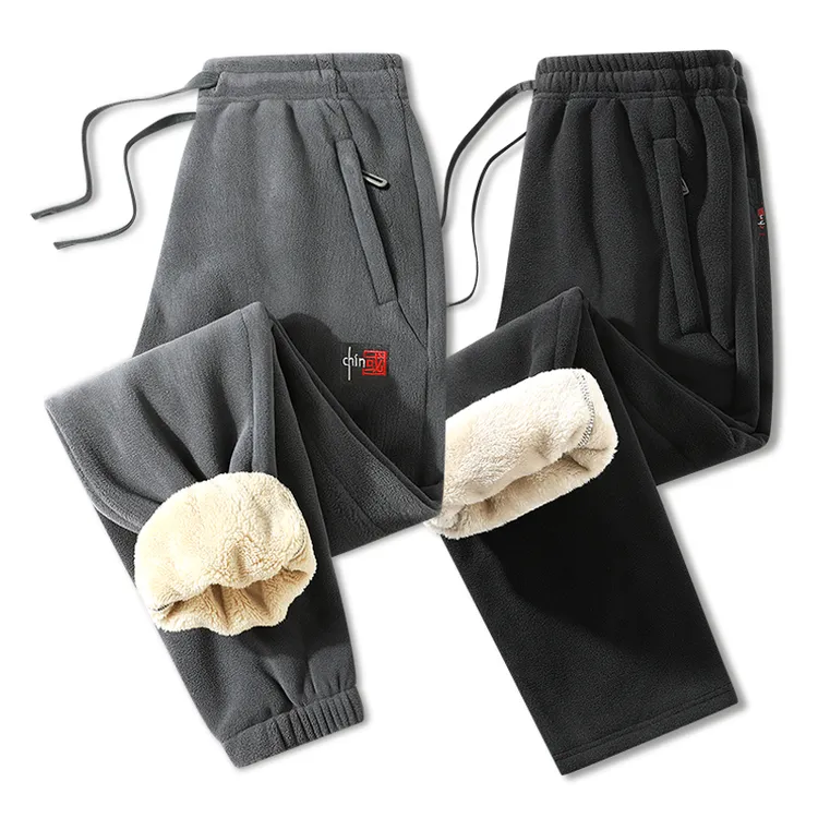 秋冬季休闲抓绒裤男士加绒加厚运动裤宽松加肥加大码澳粒绒卫裤潮