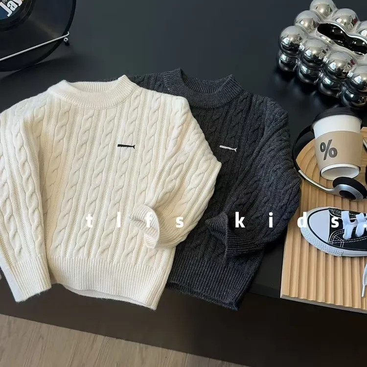 童例「250-042麻花小鱼刺绣针织衫」秋冬儿童软糯毛衣男女童柔软潮