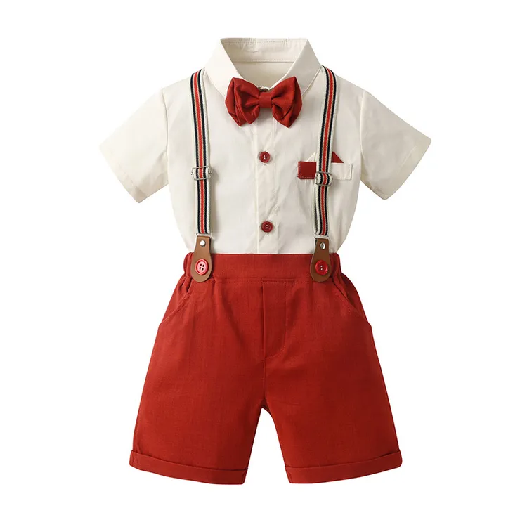背带绅士男童套装夏款两件套儿童小宝宝短袖短裤男童夏装