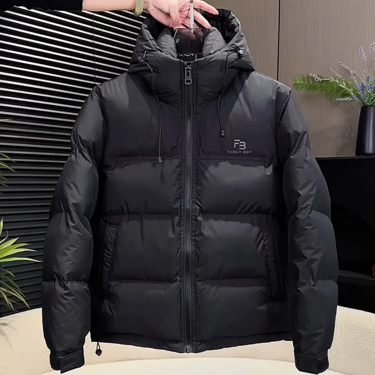 棉服男款冬季高级感短款连帽外套韩版时尚保暖防寒棉衣男款简约潮