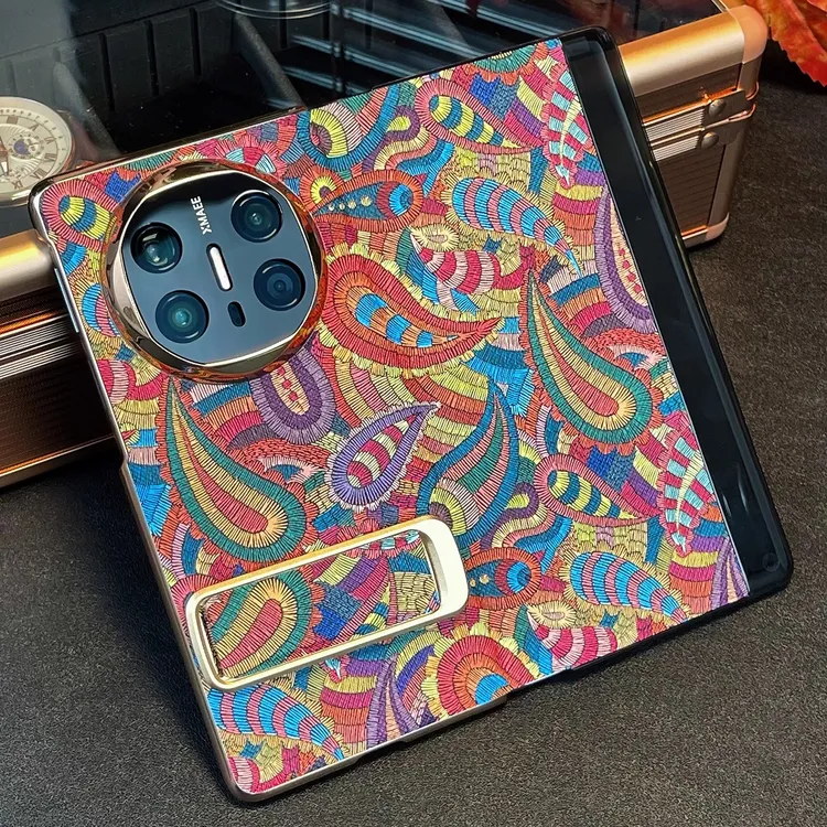 适用于华为matex6手机壳腰果花新款matex5手提腕带旋转支架皮套