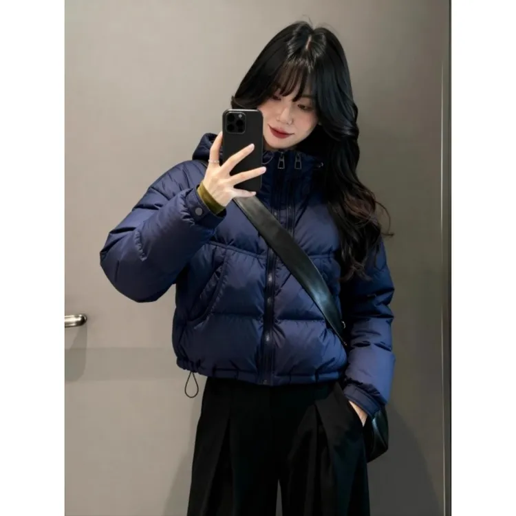 短款藏青色面包服女冬小个子2025独特超好看防寒保暖加绒加厚外套