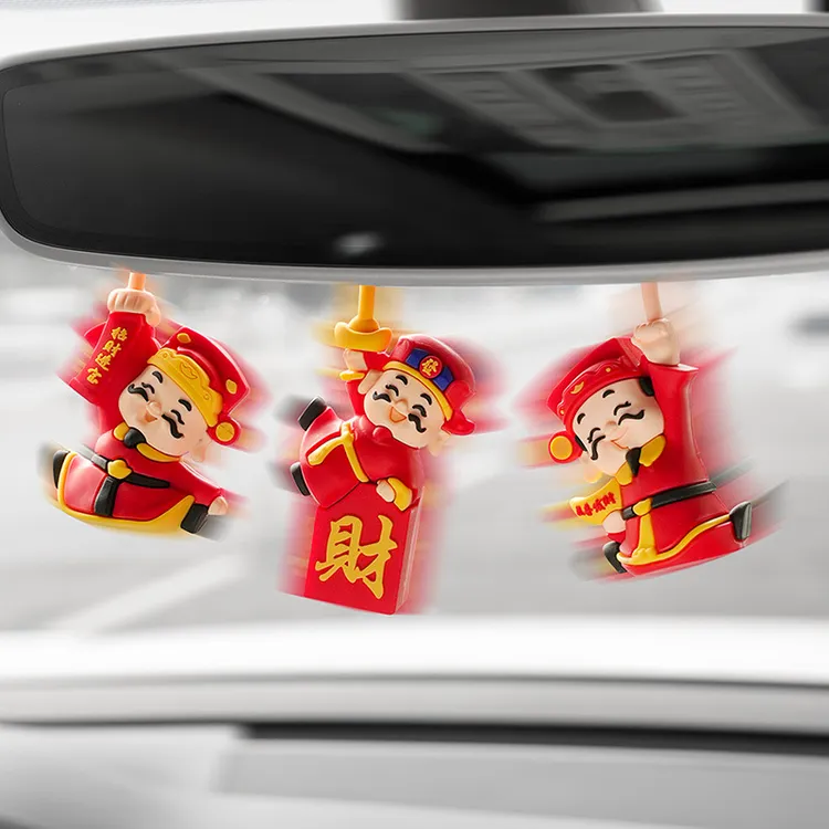 汽车后视镜小财神爷挂件车内创意招财饰品挂饰车上装饰吊坠高级感