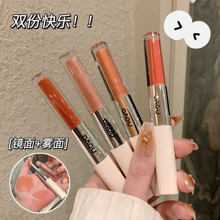 novo双头唇釉水光镜面哑光雾面防水素颜显白学生淡妆必备唇泥口红
