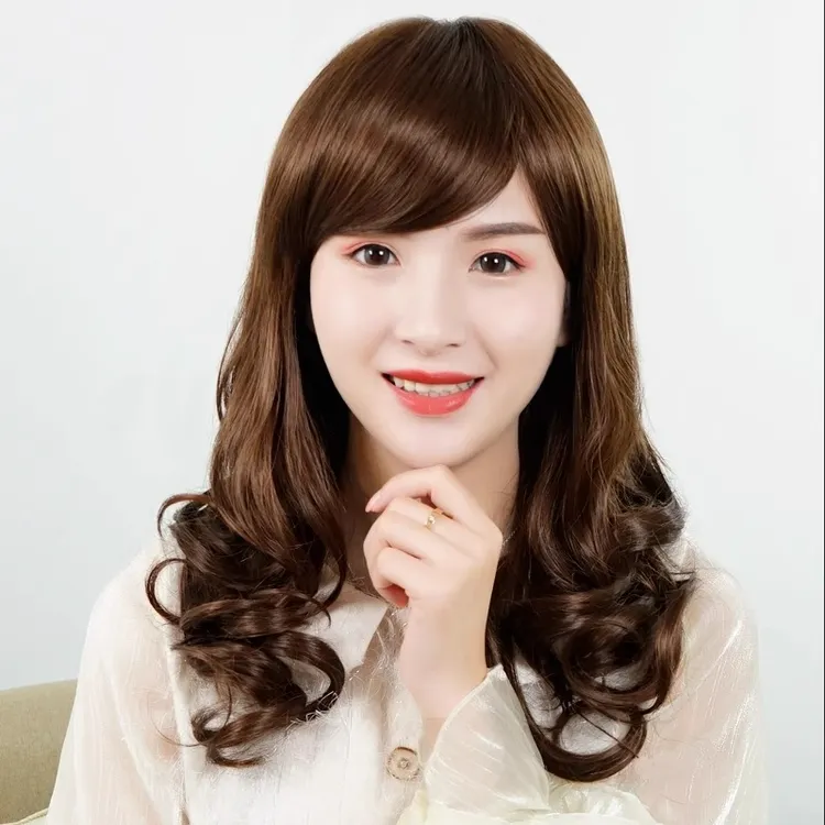 假发女中老年妈妈真发全真人发女士化疗光头薄款时尚长卷发全头套