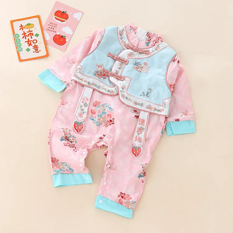 春季新款典雅复古中式格格服婴幼儿春秋哈衣