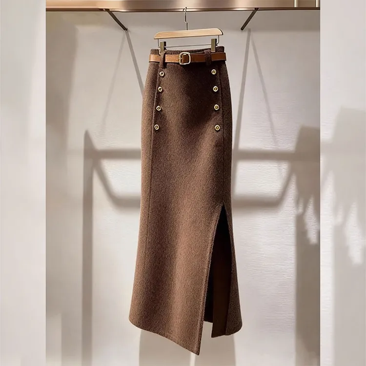 冬季新款半身裙女气质轻熟风女装独特别致设计感a字裙减龄长裙子