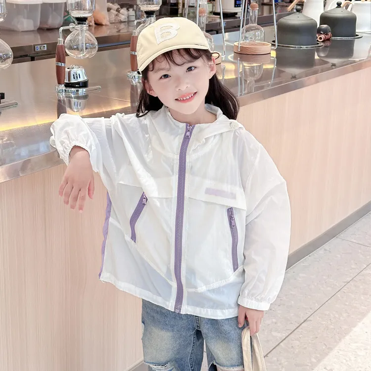女童防晒衣新款夏季时尚外套防紫外线防护服轻薄夏款上衣