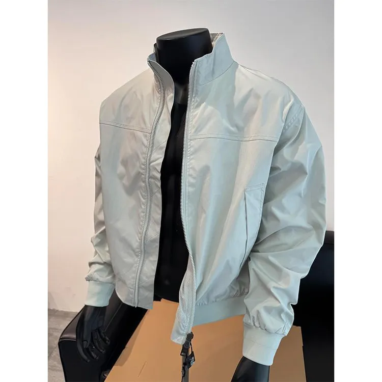 美式教练飞行夹克男款秋季三防立领冲锋衣cleanfit短款棒球服外套