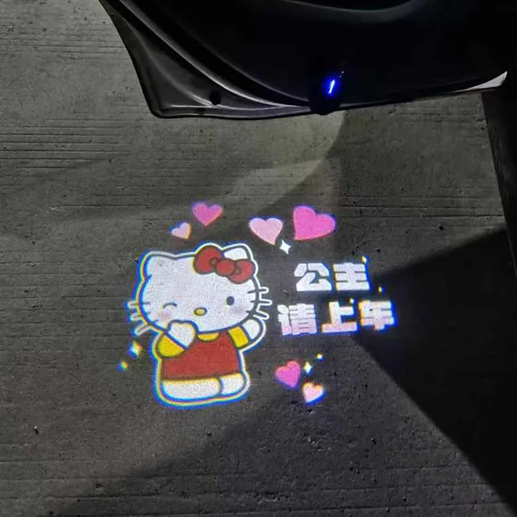 公主请上车迎宾灯车门灯感应汽车载投影仪电池车开门氛围灯装饰